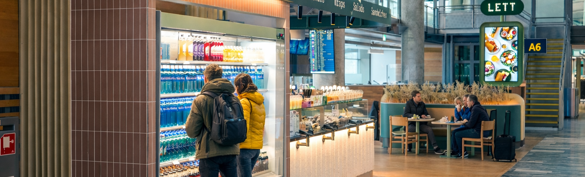 Assorterte sunne boller, wraps og drikkevarer på en lys bakgrunn, med friske grønnsaker, korn og fargerike juice. Ideelt for et næringsrikt måltid