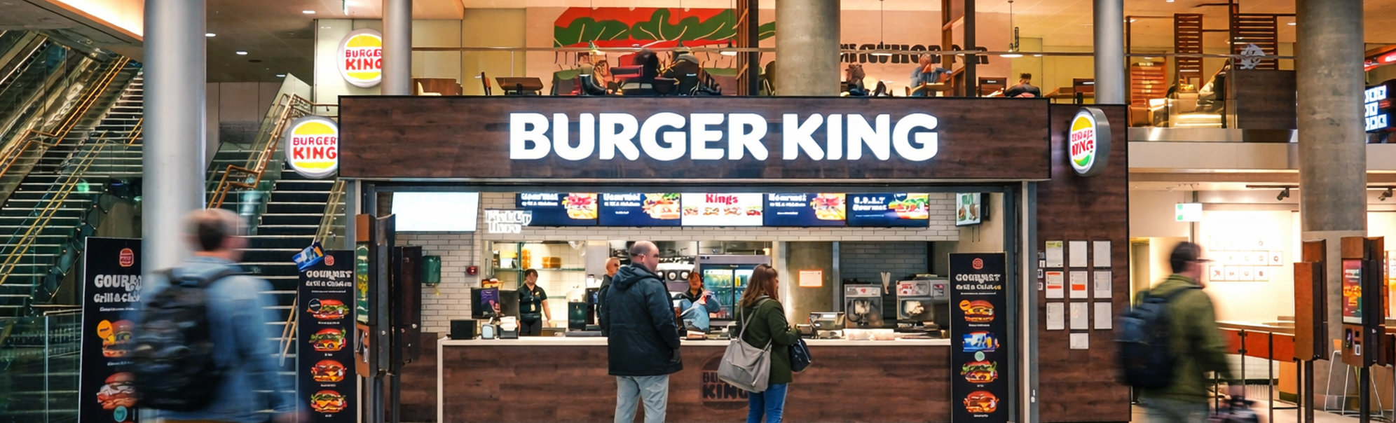 Saftig hamburger på sesamfrøbrød med salat, tomat, løk og sylteagurker, plassert på en treplate