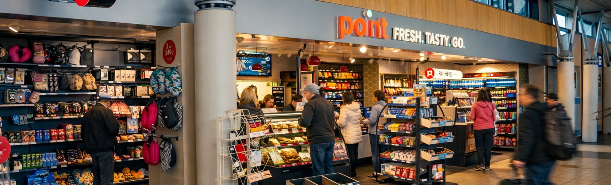Bilde av Point kiosken som er inne på Trondheim lufthavn